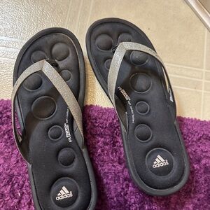 Adidas Black and Silver Comfort Sandals